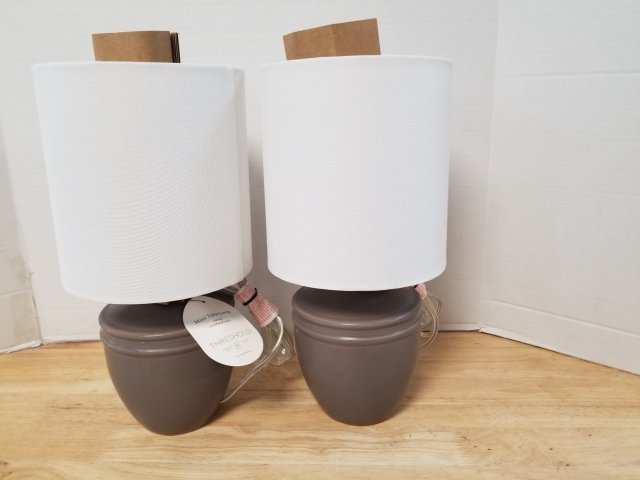 Item #199 — Pair of new lamps each approx 14 inch tall photo 1 of 2