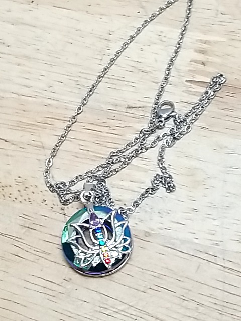 Item #153 — New Iridescent Lotus Necklace 1 in pendant photo 1 of 2