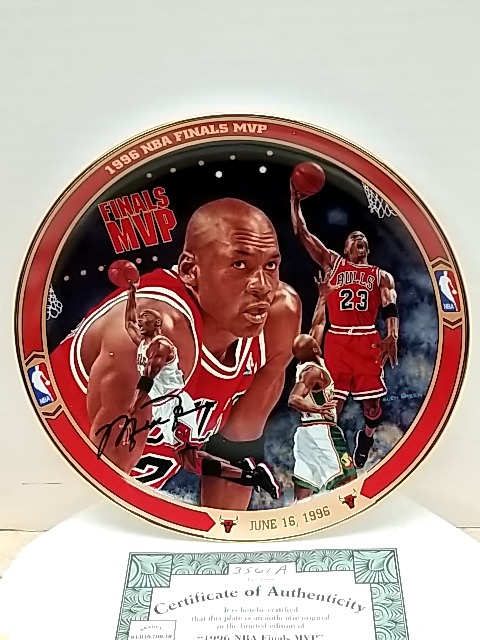 Item #40 — 1996 Michael Jordan NBA Finals MVP Plate, MIB, COA photo 1 of 4