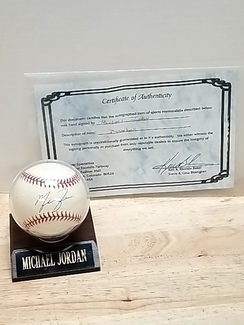 Item #90 — Michael Jordan Signed Baseball with COA photo 1 of 4