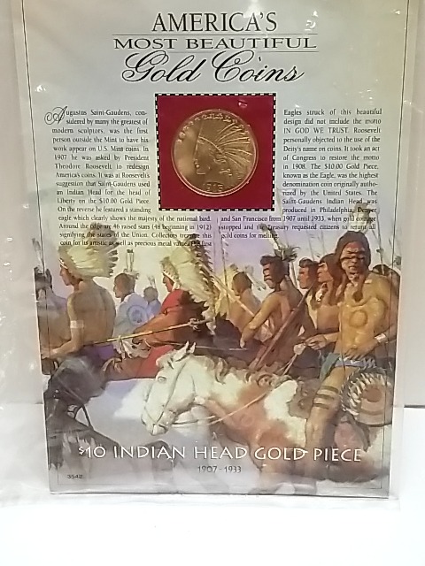 Item #399 — Commemorative REPLICA Indian Head Gold Coin, not real gold photo 1 of 3