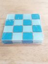 Item #538 — New Teal Glass Mosaic Coasters Each 4 by 4 inch