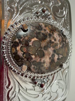 Item #506 — Silver Belt Buckle with Stone 3.5 x 2.5 photo 2 of 3