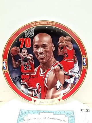 Item #25 — Michael Jordan Record Game Plate MIB, COA, 1996