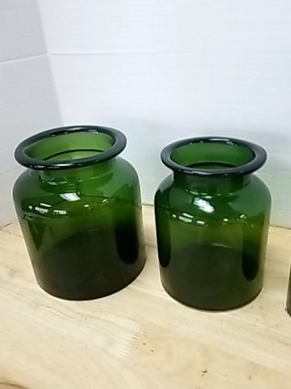 Item #450 — Set of 4 Green Glass Jars Tallest approx 8 inch photo 3 of 3