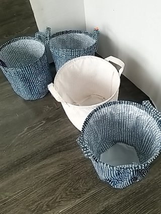 Item #443 — New Set of 4 Fabric Storage Baskets Each 11 by 11 by 11 inch photo 2 of 2