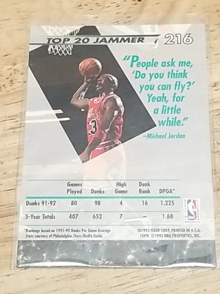 Item #166 — 1992-93 Fleer Michael Jordan Dunk Card photo 2 of 2