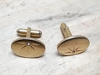 Item #145 — Gold Cufflinks with Diamond Accents photo 1 of 2