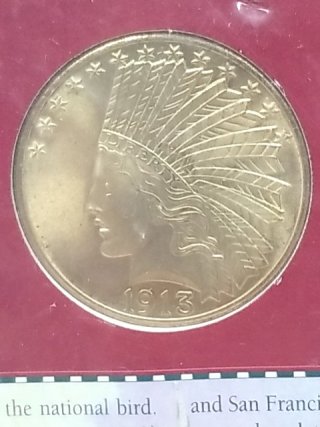 Item #399 — Commemorative REPLICA Indian Head Gold Coin, not real gold photo 2 of 3