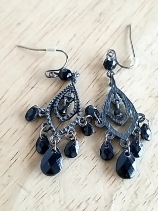 Item #308 — Black Chandelier Earrings 1.5 in photo 1 of 2