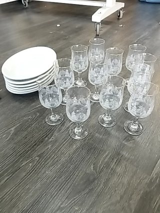 Item #532 — GLASS Goblets and White Plates photo 1 of 4