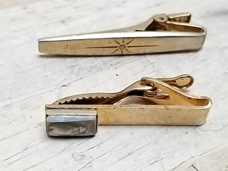 Item #147 — Vintage Gold Tone Tie Clip Set photo 1 of 3