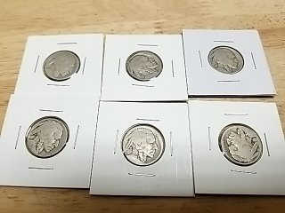 Item #93 — 6 Buffalo Nickels in Holders photo 1 of 6
