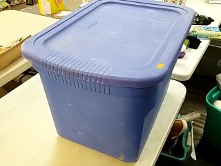 Item #527 — Blue Plastic Storage Bin with Lid photo 2 of 2