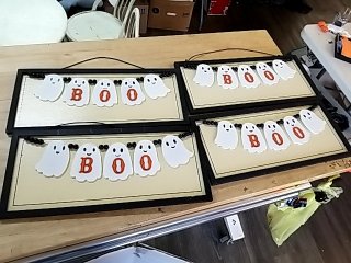 Item #200 — New Halloween Ghost BOO Wall Signs Wood, 18 in photo 1 of 2