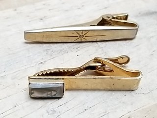 Item #147 — Vintage Gold Tone Tie Clip Set photo 2 of 3