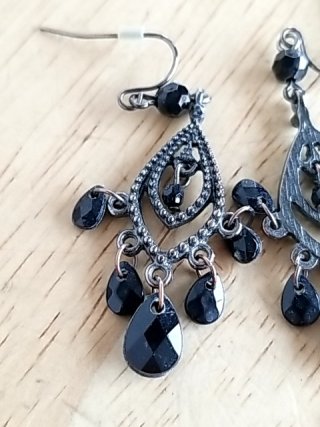 Item #308 — Black Chandelier Earrings 1.5 in photo 2 of 2