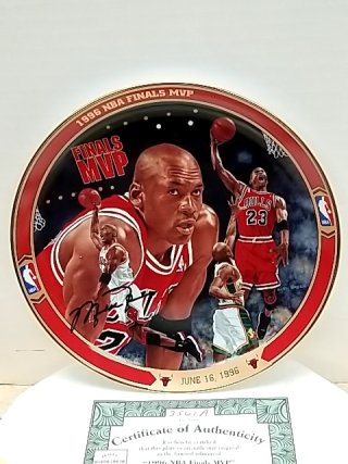 Item #40 — 1996 Michael Jordan NBA Finals MVP Plate, MIB, COA photo 1 of 4