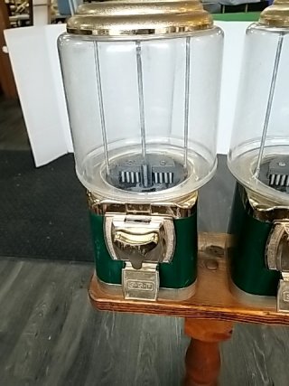 Item #5 — Double Gumball Machine on Stand, 25 cent, no key photo 2 of 4