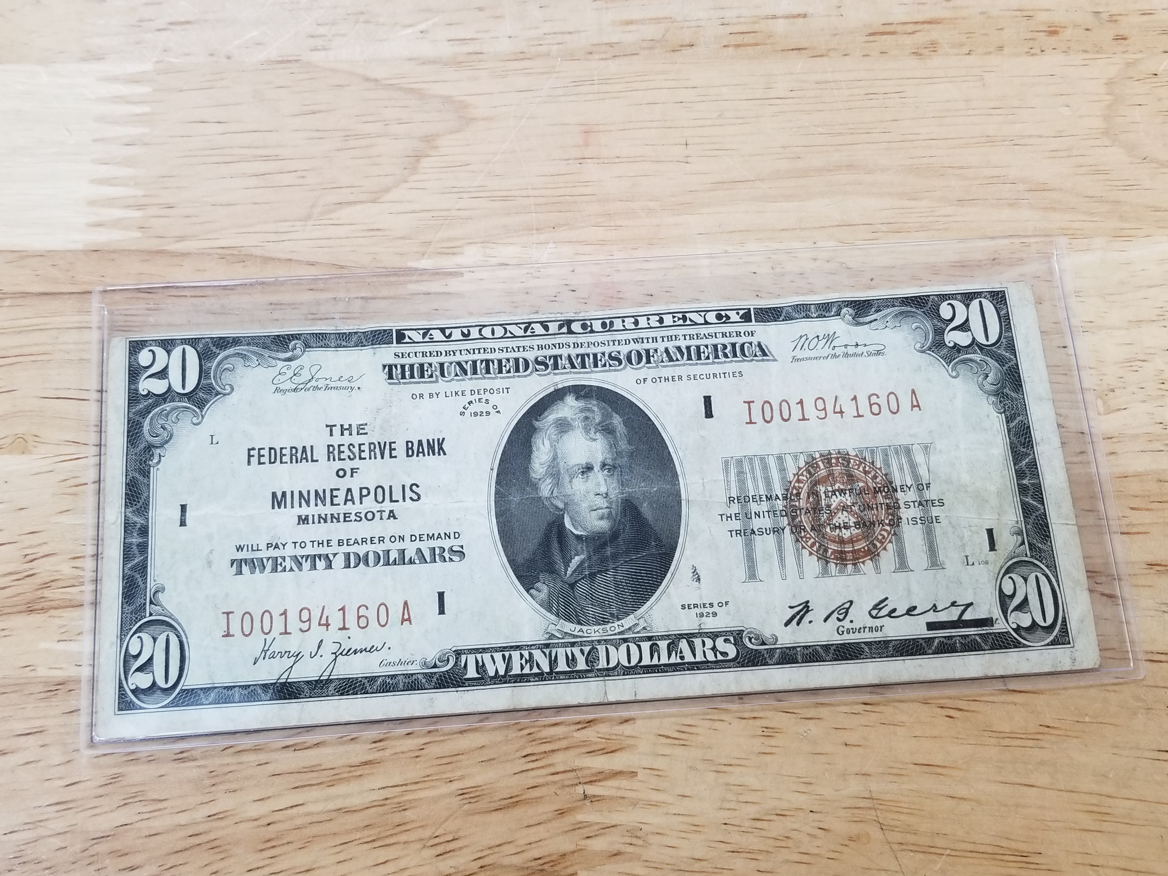 Item #13 — Vintage 1929 $20 Bill