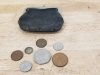 Item #154 — Old coin purse with foreign coins