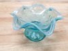 Item #49 — Blue Glass Pedestal Bowl, 6 in, exc cond